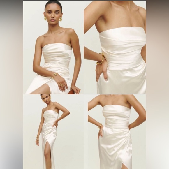 Reformation Dresses & Skirts - REFORMATION BARROW WHITE SILK SATIN DRESS IVORY SIZE 4 NWT wedding high slit